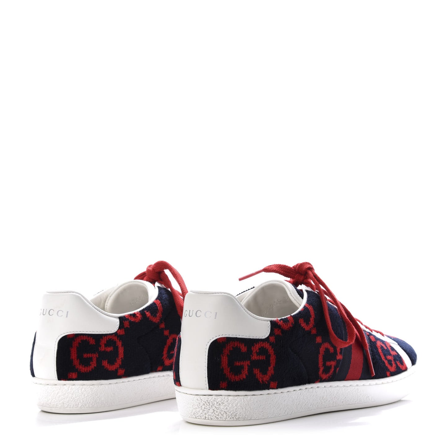 Terry Cloth GG Monogram Web Womens Ace Sneakers 38.5 Blue Red