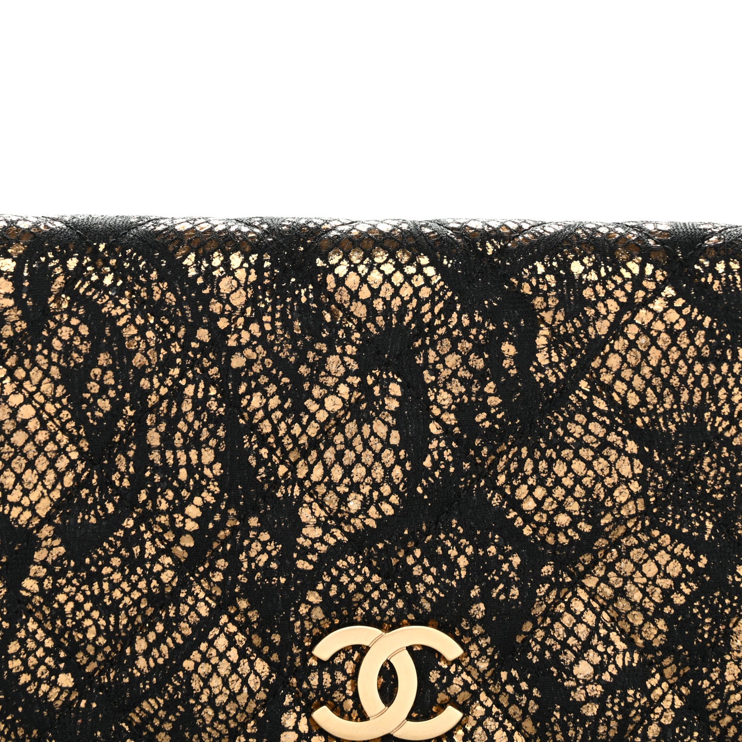 Metallic Tweed Quilted Clutch Black Gold