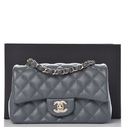 Chanel Caviar Quilted Mini Rectangular Flap Dark Grey 8 of 8