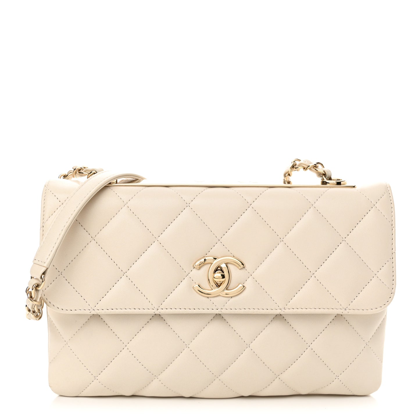 Lambskin Quilted Medium Trendy CC Flap White