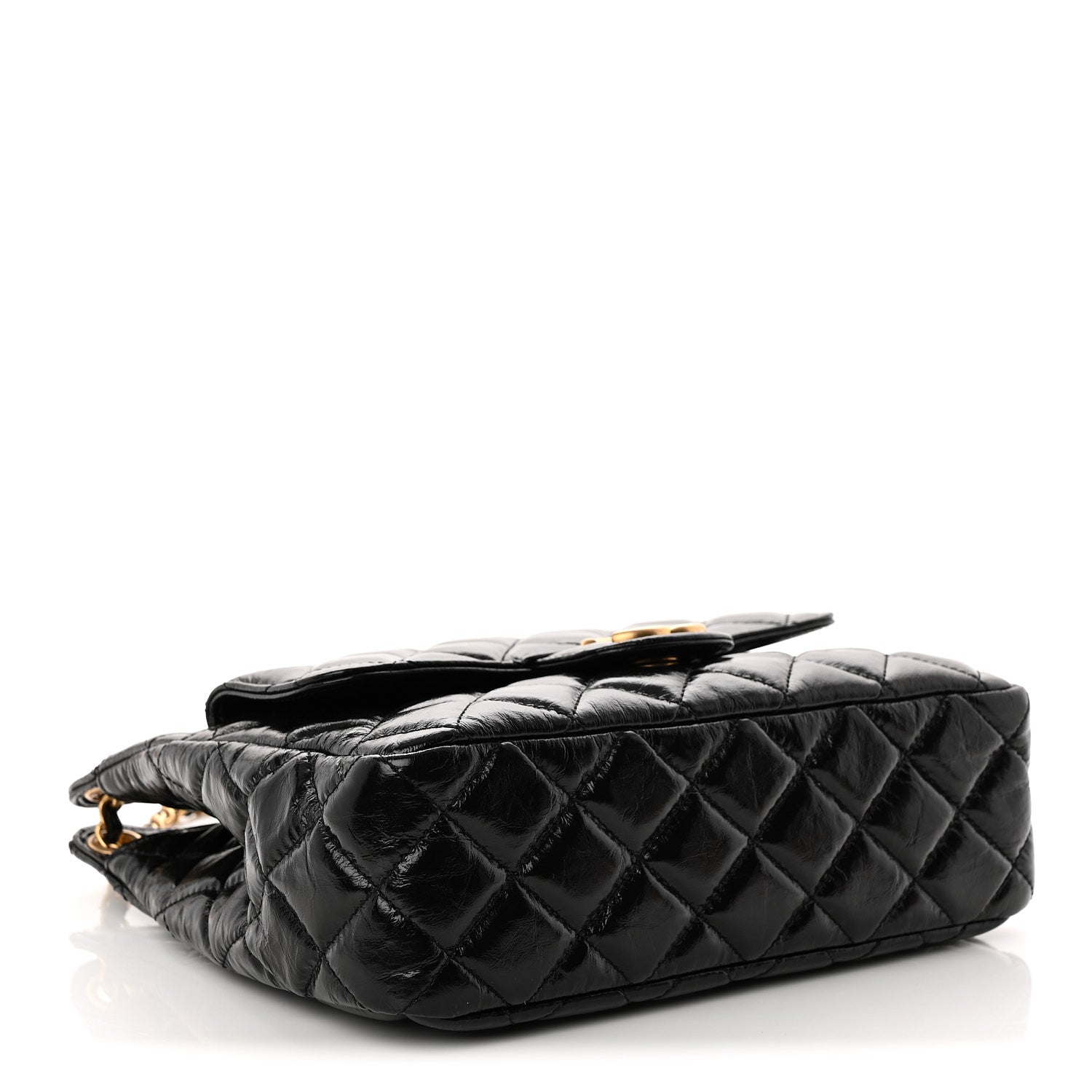 Chanel Shiny Crumpled Calfskin Quilted Wavy CC Hobo Black 4 of 10