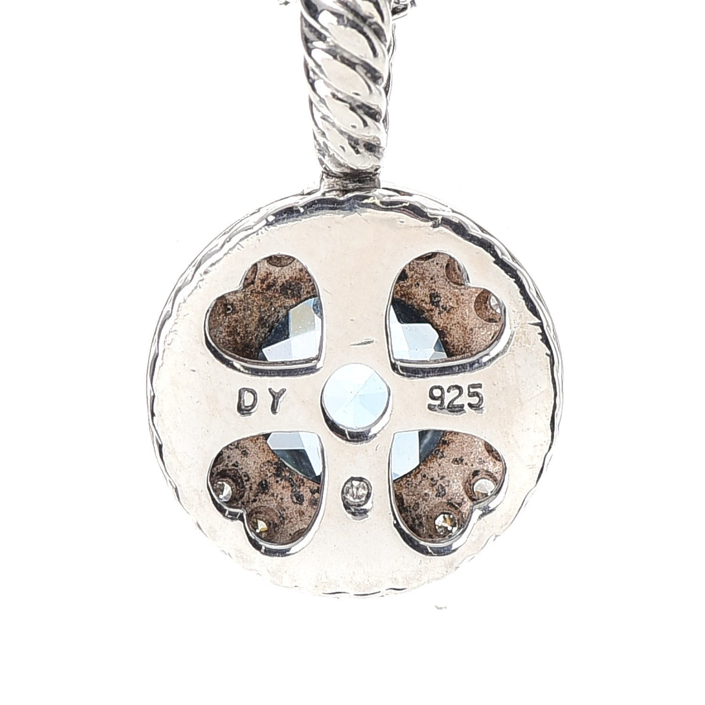 Sterling Silver Diamond Blue Topaz 8mm Petite Cerise Pendant Necklace