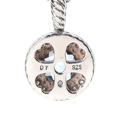 David Yurman Sterling Silver Diamond Blue Topaz 8mm Petite Cerise Pendant Necklace 5 of 5