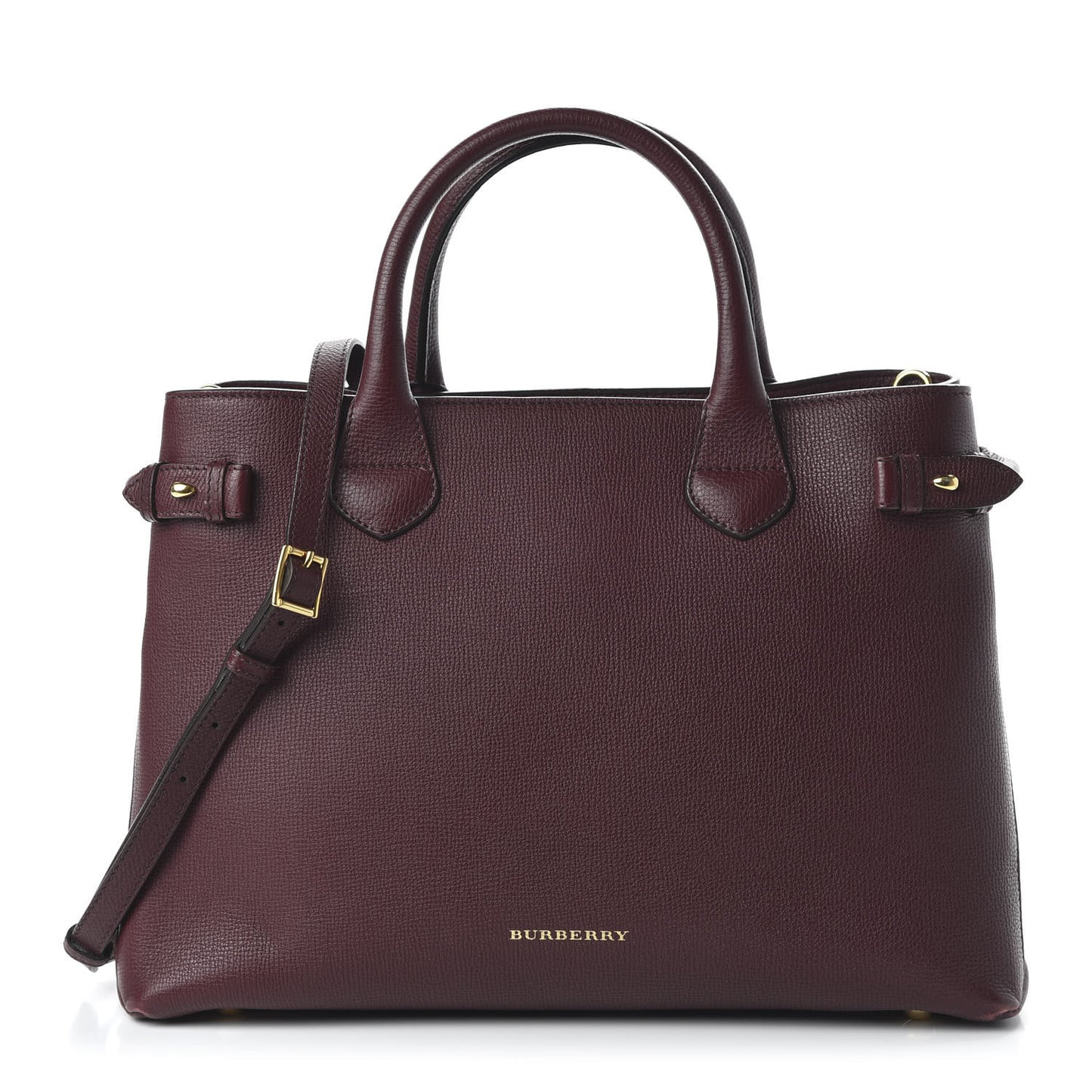 Grainy Calfskin House Check Medium Banner Tote Mahogany Red