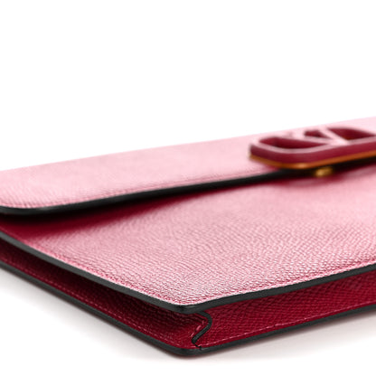 Valentino Garavani Grainy Calfskin Large Vlogo Clutch Raspberry 8 of 11