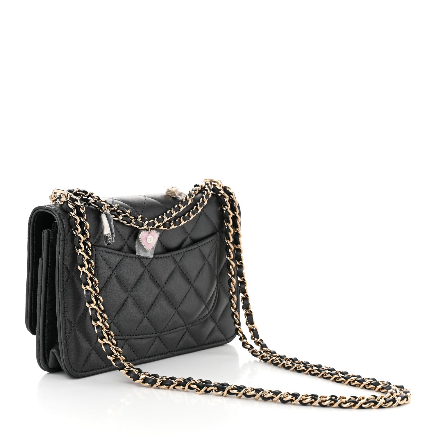 Chanel Pearly Lambskin Quilted Charms Wallet On Chain WOC Black 3 of 12