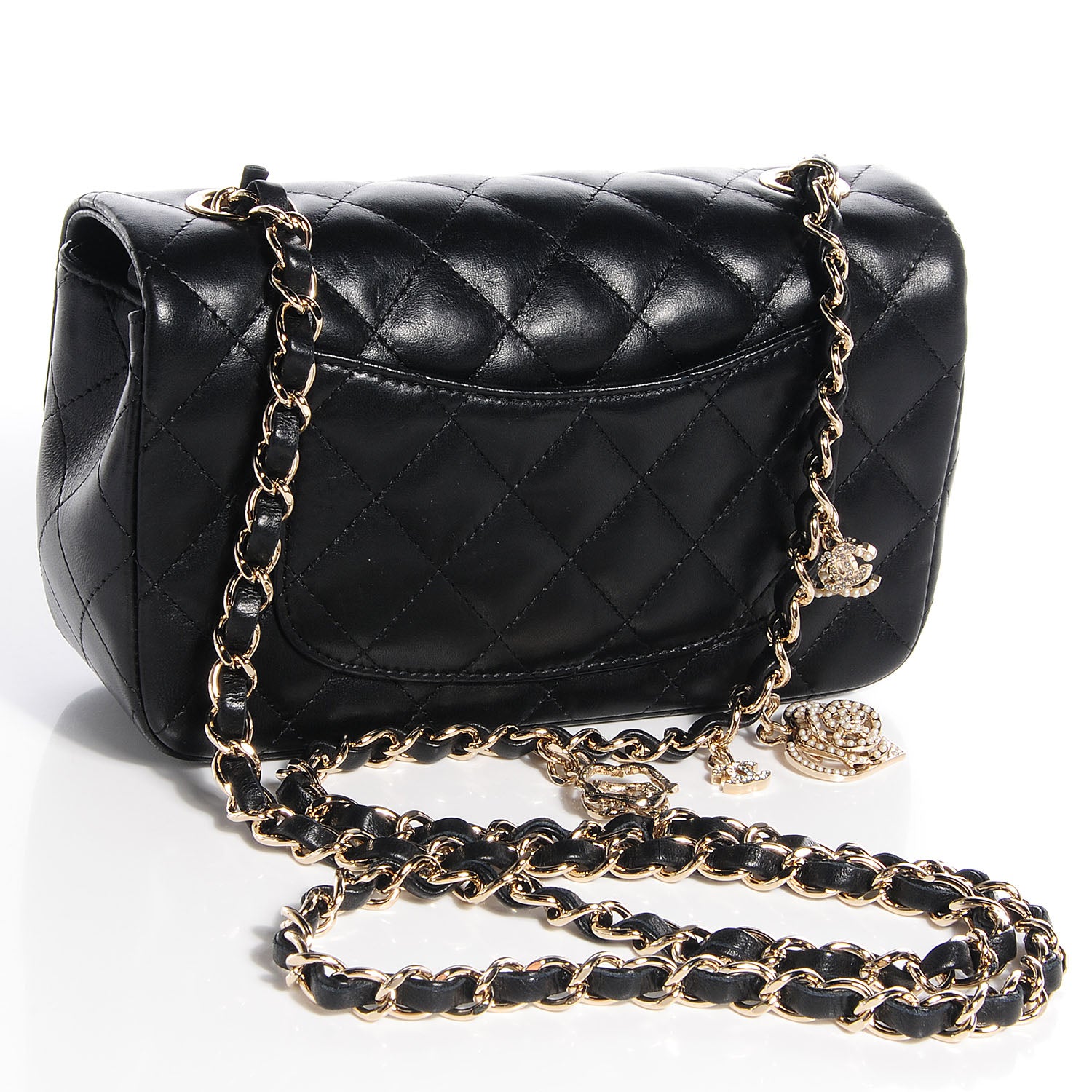 Chanel Lambskin Quilted Valentine Charms Mini Rectangular Flap Black 3 of 10