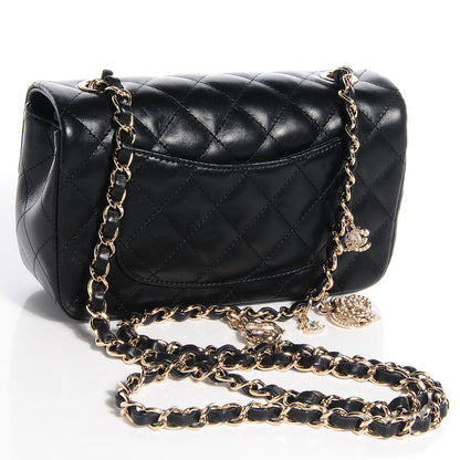 Chanel Lambskin Quilted Valentine Charms Mini Rectangular Flap Black 3 of 10