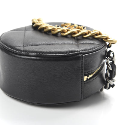 Chanel Goatskin Quilted 19 Round Clutch With Chain Black 7 of 10