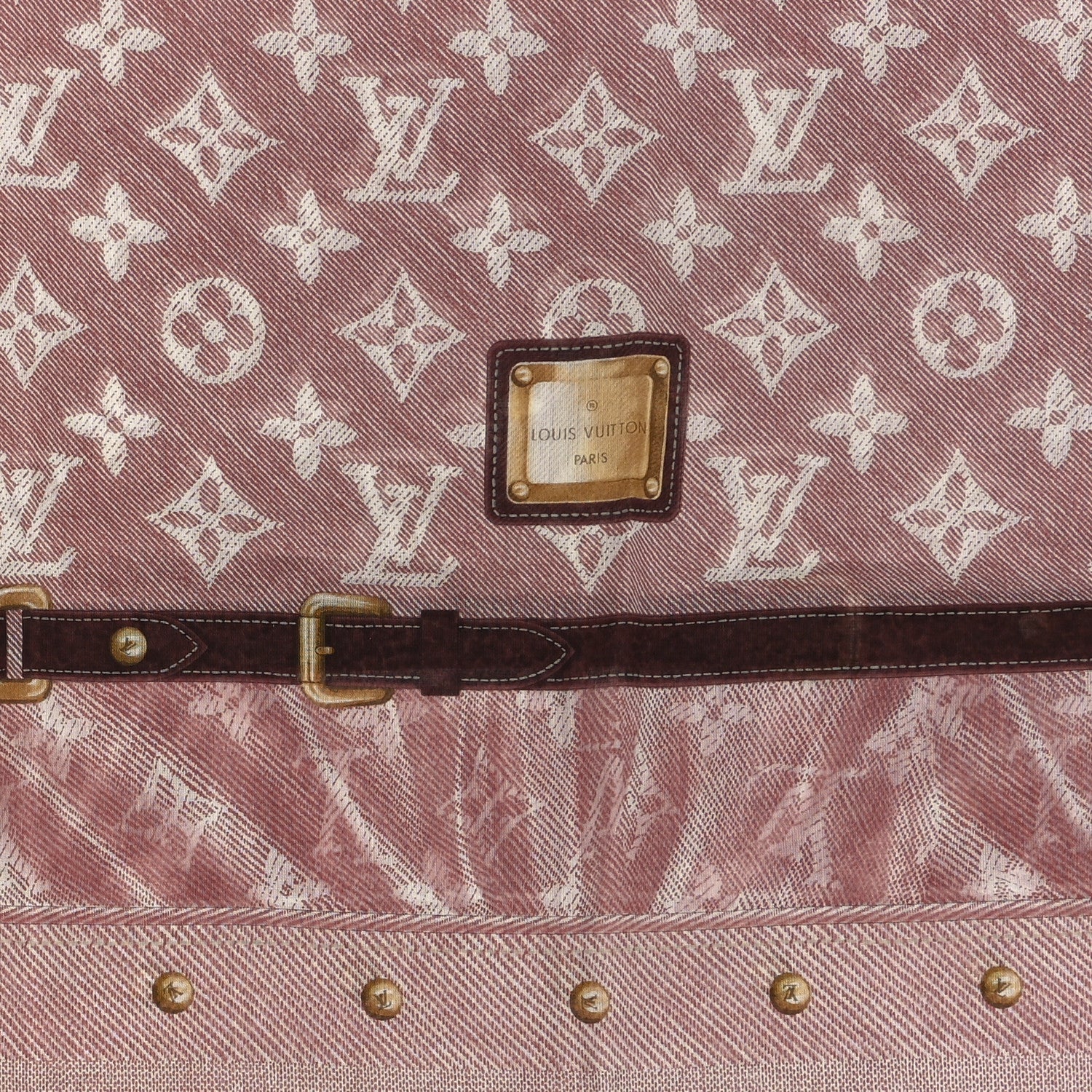Louis Vuitton Cotton Monogram New Denim Square Scarf Cherry 2 of 4