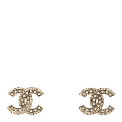Chanel Crystal Timeless CC Earrings Light Gold 1 of 5