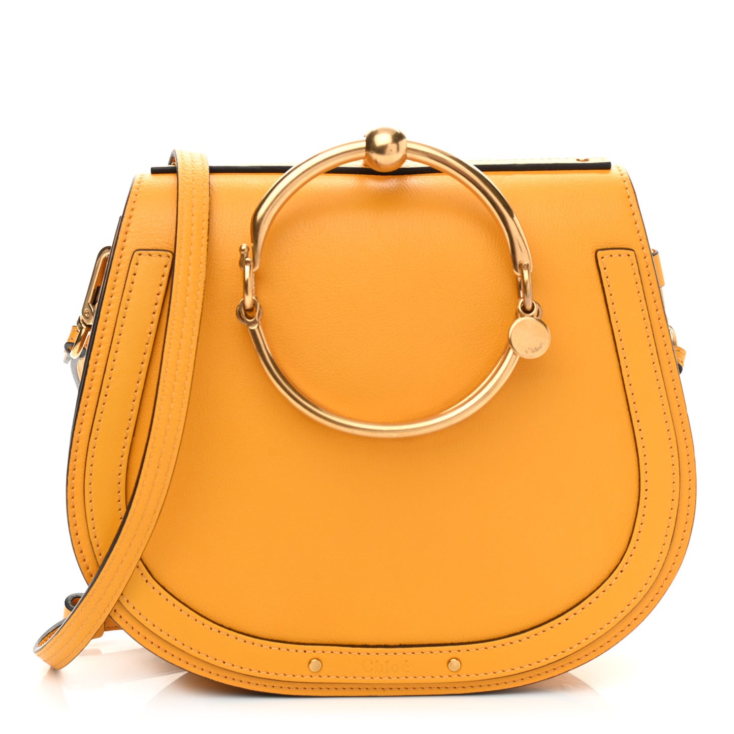 Calfskin Suede Medium Nile Bracelet Bag Dark Ochre