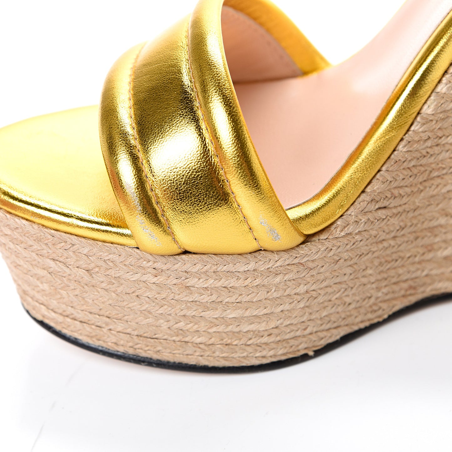 Metallic Nappa Ophelia Espadrille Platform Wedge Sandals 40 Oro Vecchio