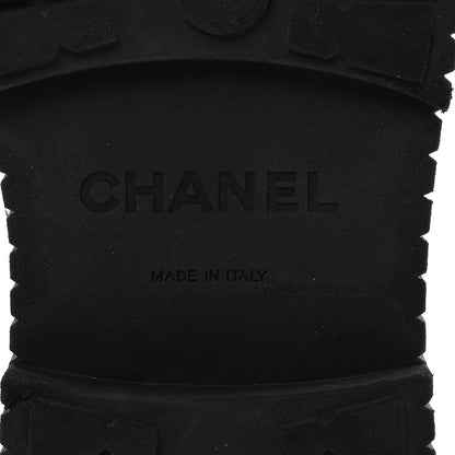 Chanel Calfskin Grosgrain Quilted Lace Up Boots 38.5 Black Grey 7 of 9