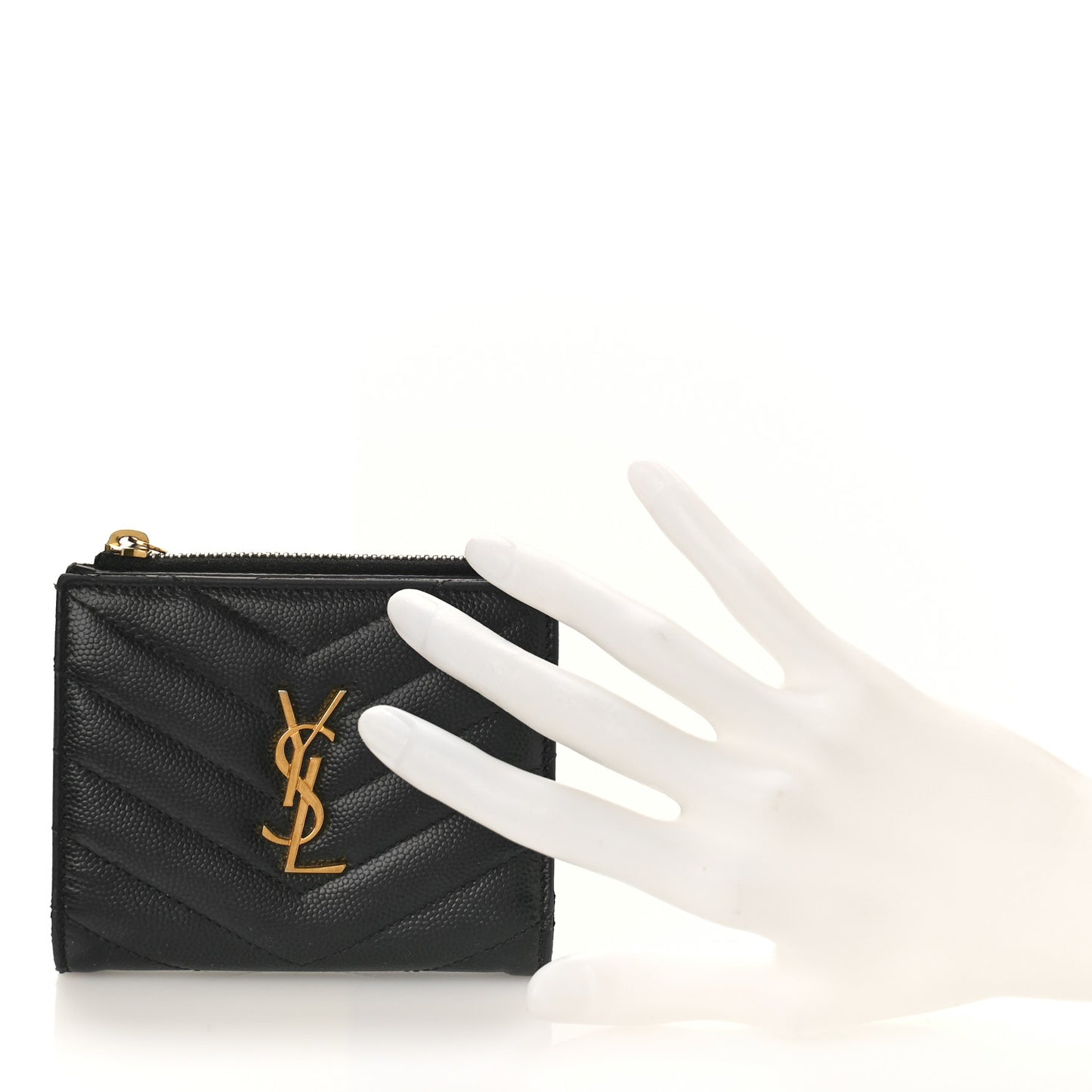 Grain De Poudre Matelasse Chevron Monogram Zipped Card Case Black