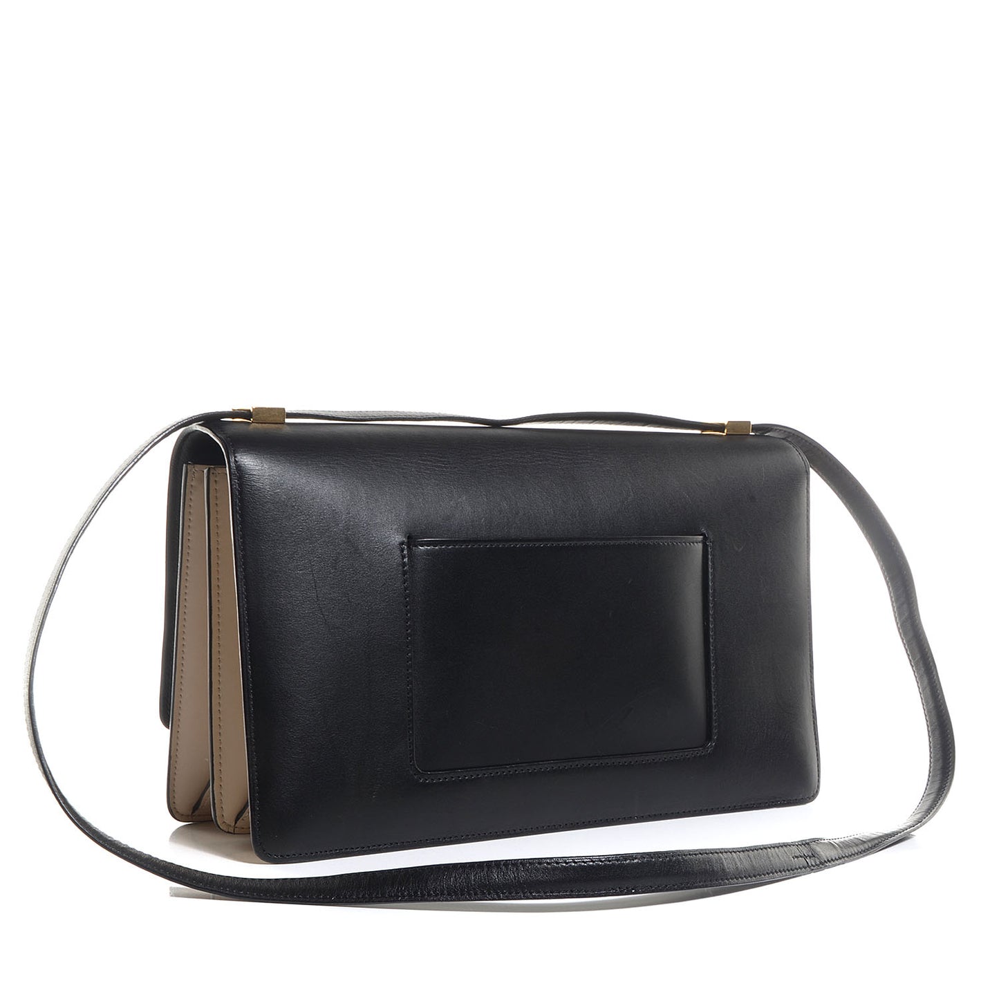 Smooth Calfskin Bi-Color Medium Case Bag Black