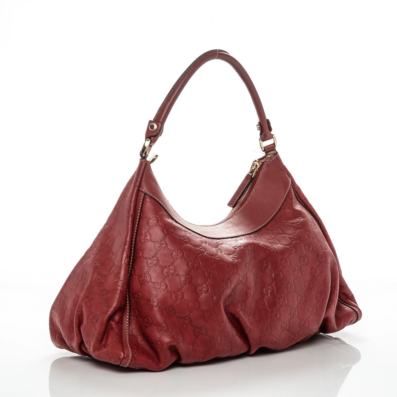Gucci Guccissima Large D Gold Hobo Red 3 of 12