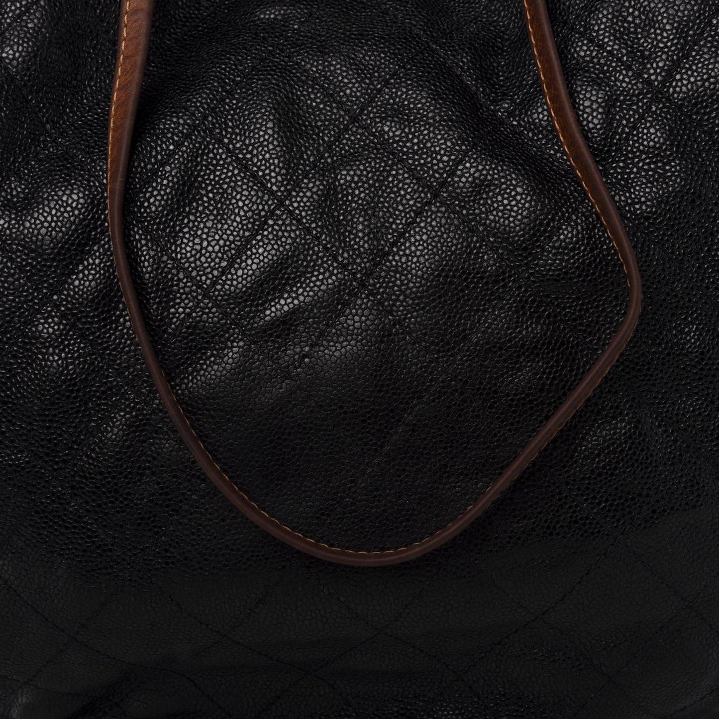 Crumpled Grained Calfskin Drawstring Tote Black