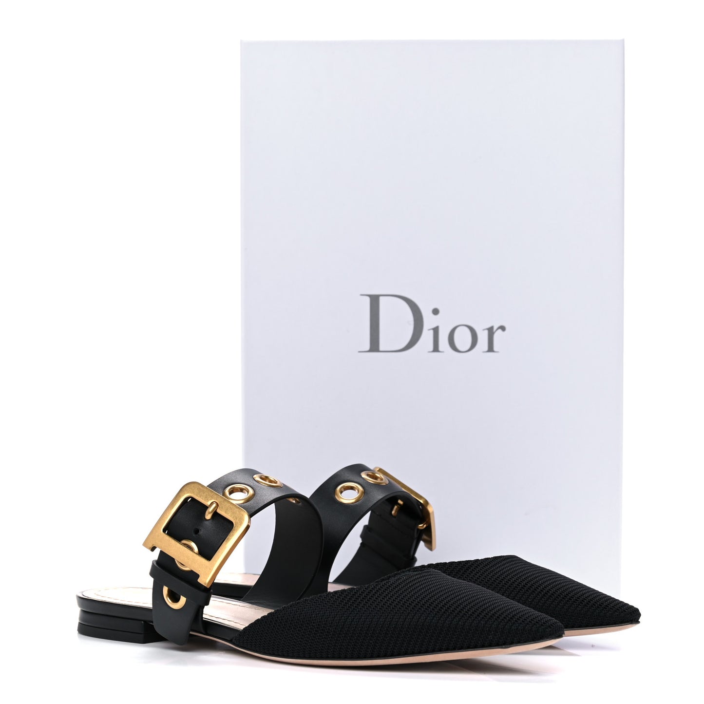 Technical Fabric D-Dior Ballerina Flat Mule 38 Black