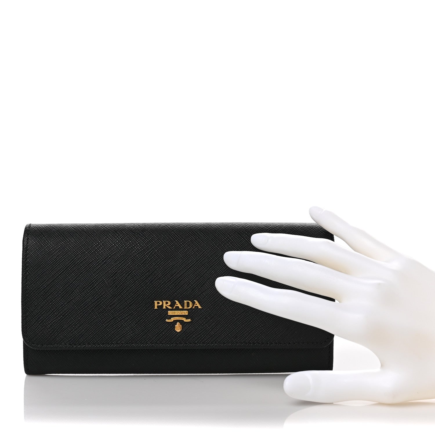 Prada Saffiano Continental Flap Wallet Black Ibisco 3 of 10