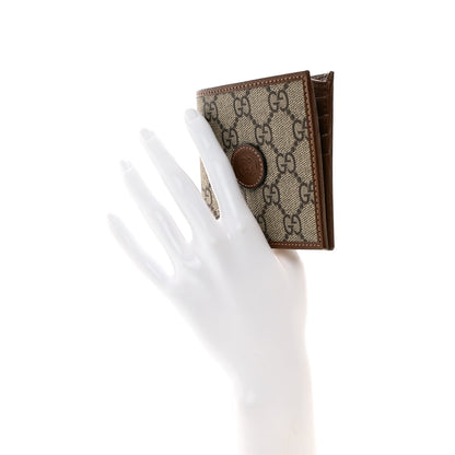 Gucci GG Supreme Monogram Azalea Calfskin Retro Interlocking G Bi-Fold Wallet Beige Ebony Brown Sugar 2 of 9