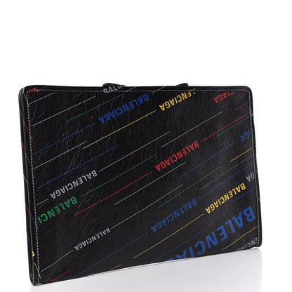 Balenciaga Agneau Arena Logo Multicolor Print Bazar Pouch Black Multicolor 3 of 6