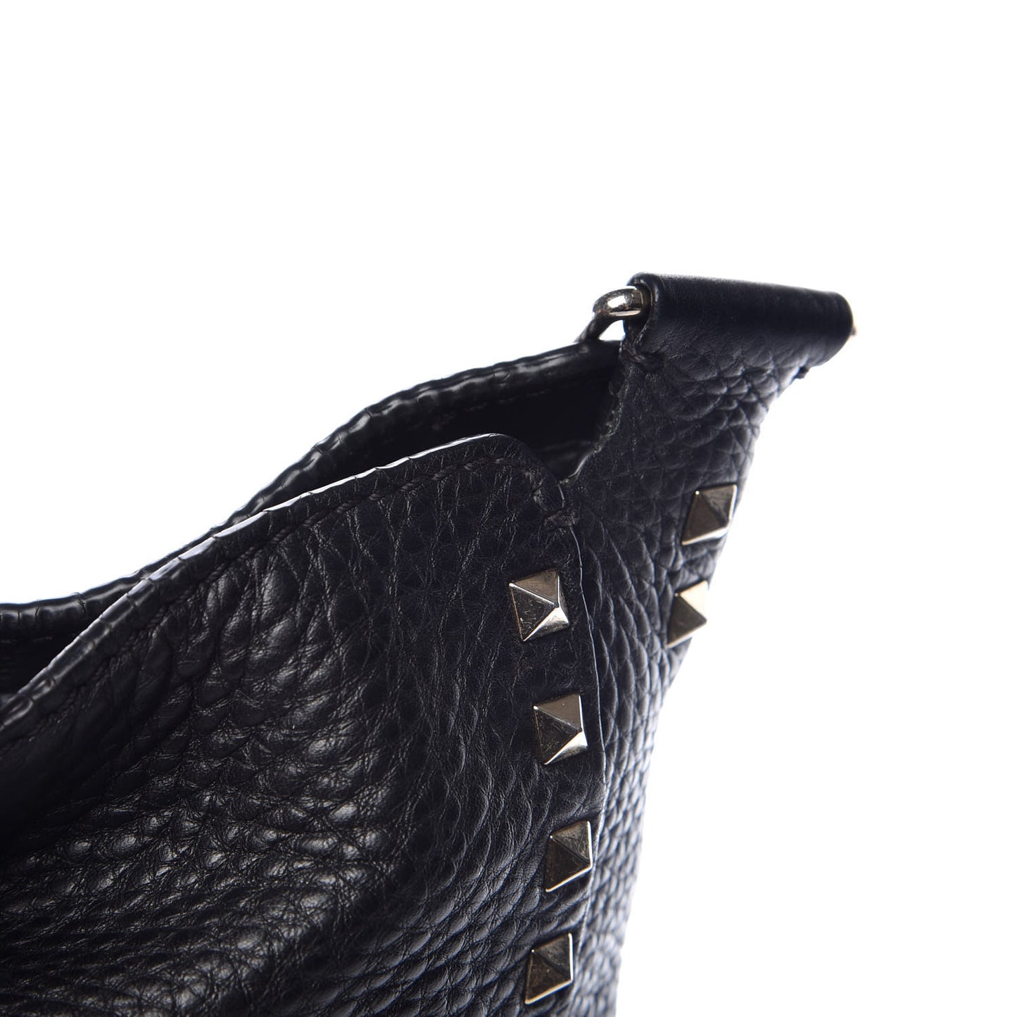 Pebbled Calfskin Large Rockstud Flip-Lock Messenger Bag Black
