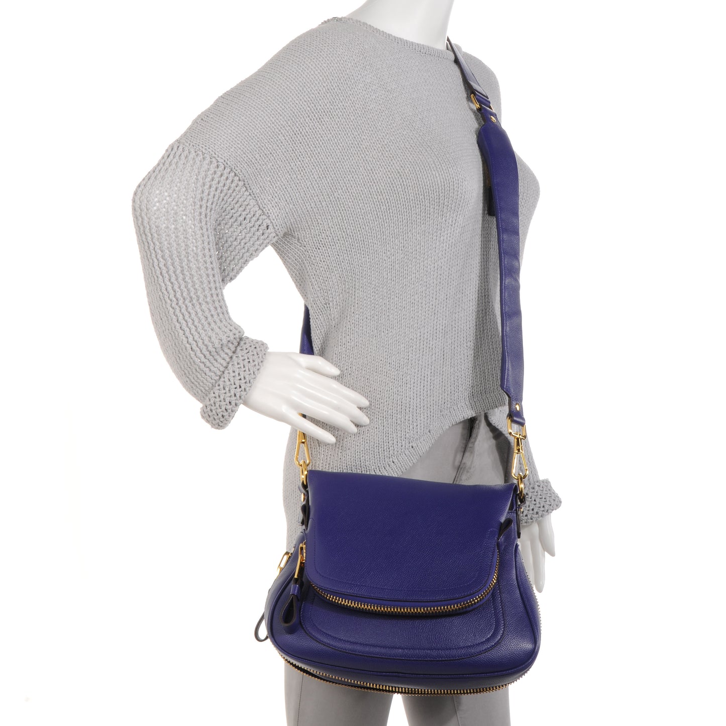 Grained Medium Jennifer Flap-Top Messenger Bag Royal Blue