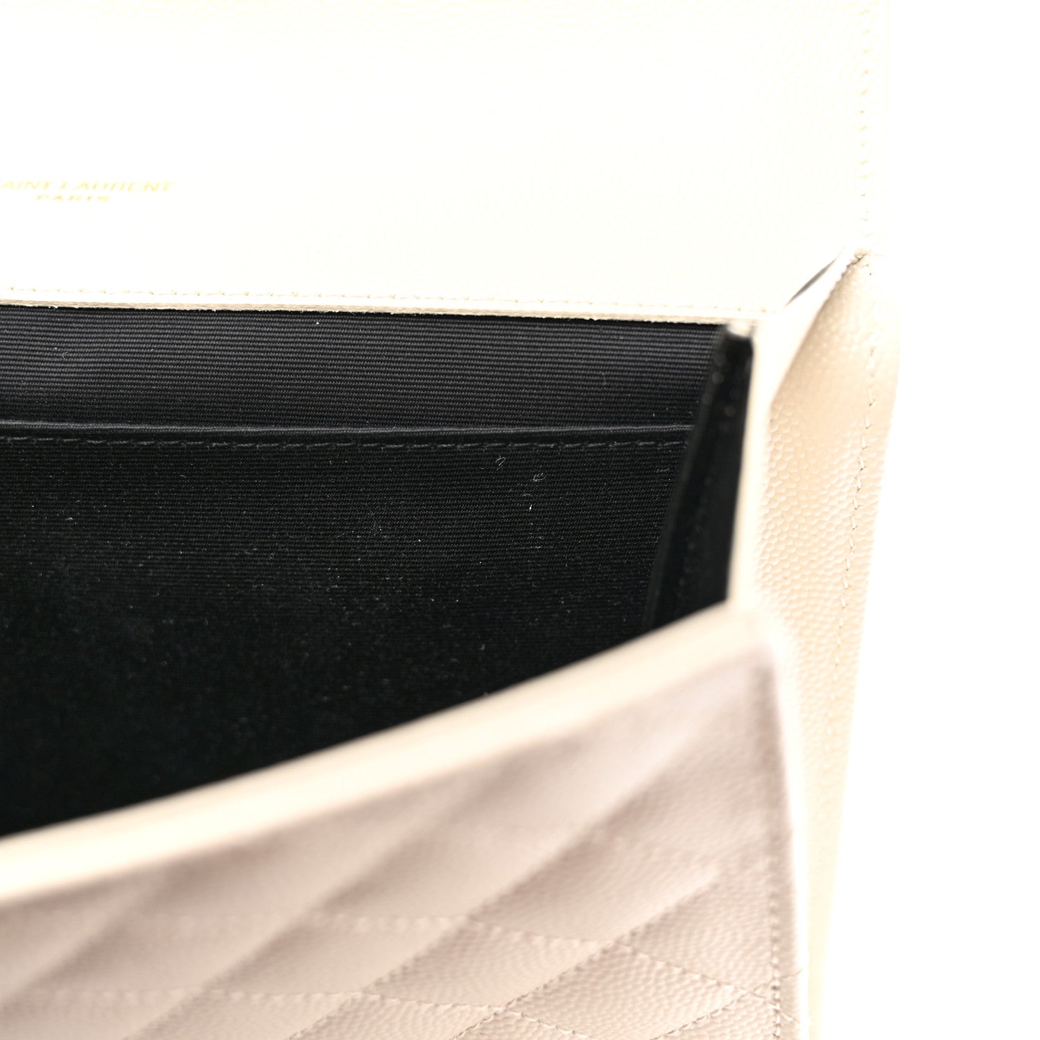 Saint Laurent Grain De Poudre Textured Mixed Matelasse Triquilt Monogram Clutch Blanc Vintage 8 of 13