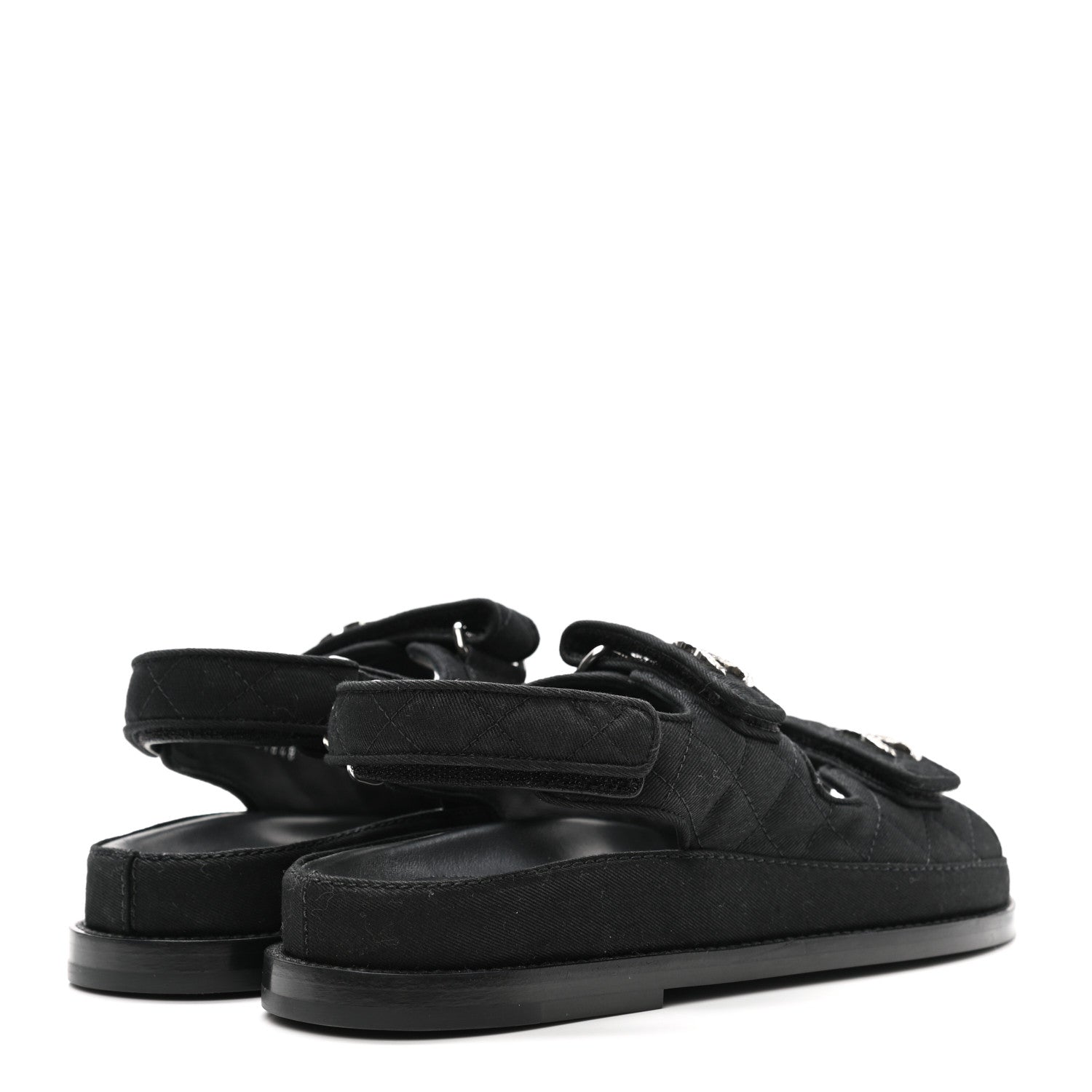 Chanel Mixed Fibers Velcro Dad Sandals 35.5 Black 4 of 9