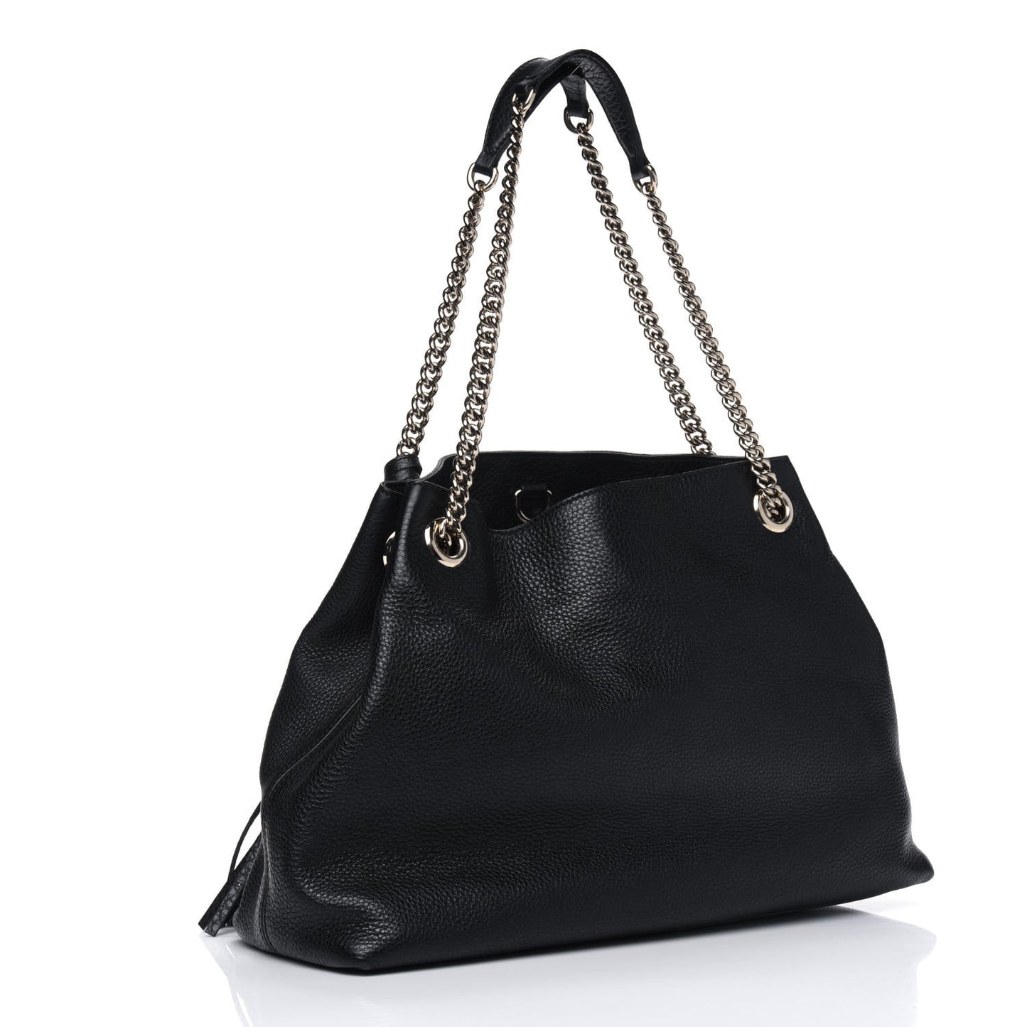 Pebbled Calfskin Medium Soho Chain Shoulder Bag Black