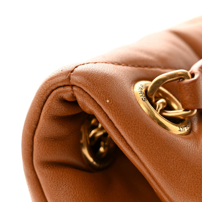 Saint Laurent Lambskin Quilted Small Loulou Puffer Monogram Chain Satchel Dark Honey 12 of 15