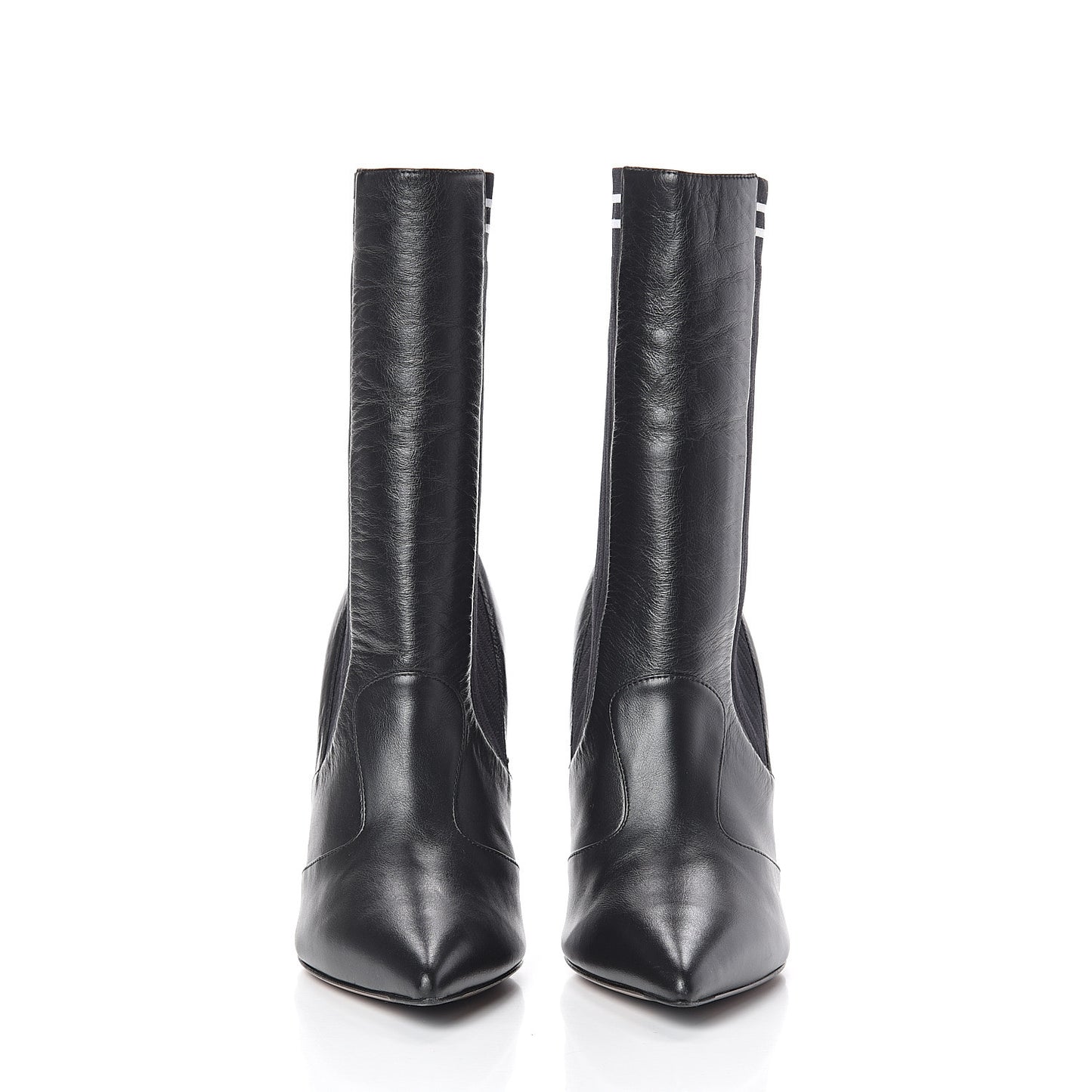 Vitello Lucido Stretch Fabric Striped Rockoko 105mm Sock Boots 37.5 Black
