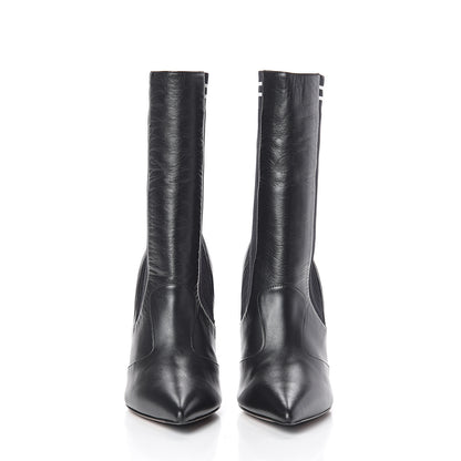 Fendi Vitello Lucido Stretch Fabric Striped Rockoko 105mm Sock Boots 37.5 Black 2 of 6