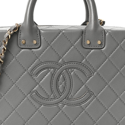 Chanel Calfskin Quilted Studded Square Vanity Case Grey 8 of 10