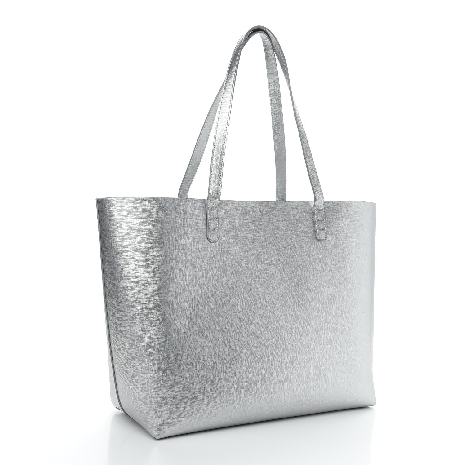 Mansur Gavriel Metallic Saffiano Small Shopping Tote Silver 4 of 10