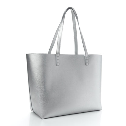Mansur Gavriel Metallic Saffiano Small Shopping Tote Silver 4 of 10