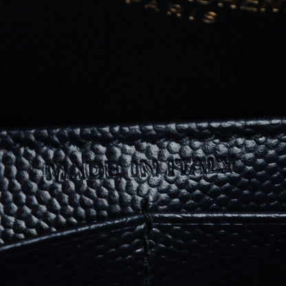 Saint Laurent Grain De Poudre Matelasse Chevron Monogram Wallet Navy 7 of 7
