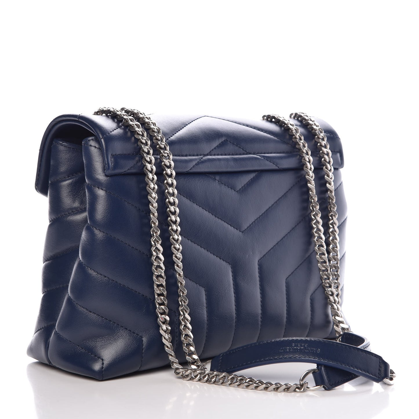 Calfskin Y Quilted Monogram Small Loulou Chain Satchel Denim Blue