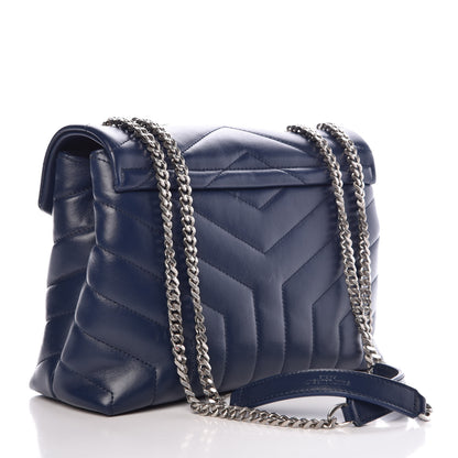 Saint Laurent Calfskin Y Quilted Monogram Small Loulou Chain Satchel Denim Blue 3 of 7