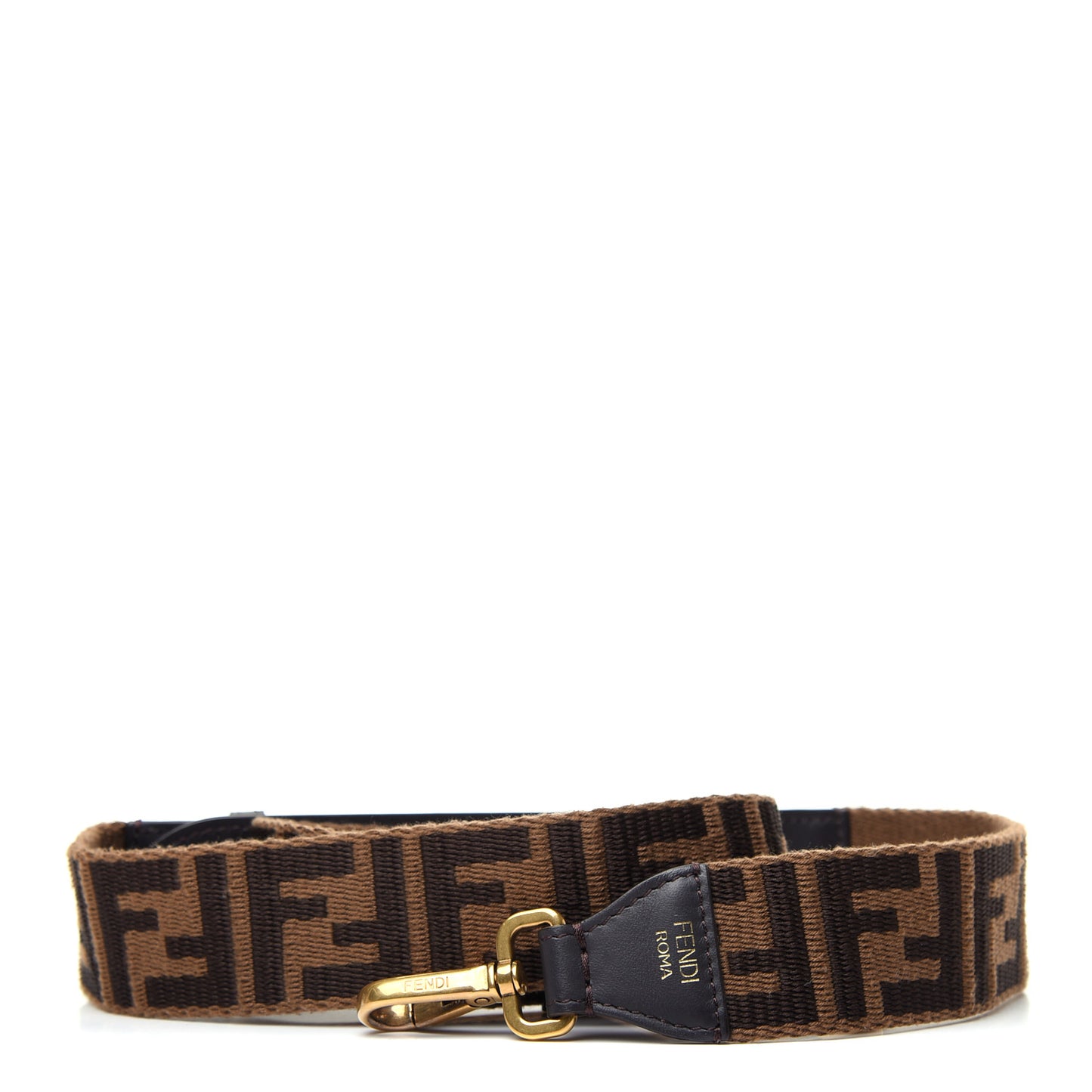Ribbon Vitello Century FF 1974 Flat Studded Strap You Fango Marrone Ebano