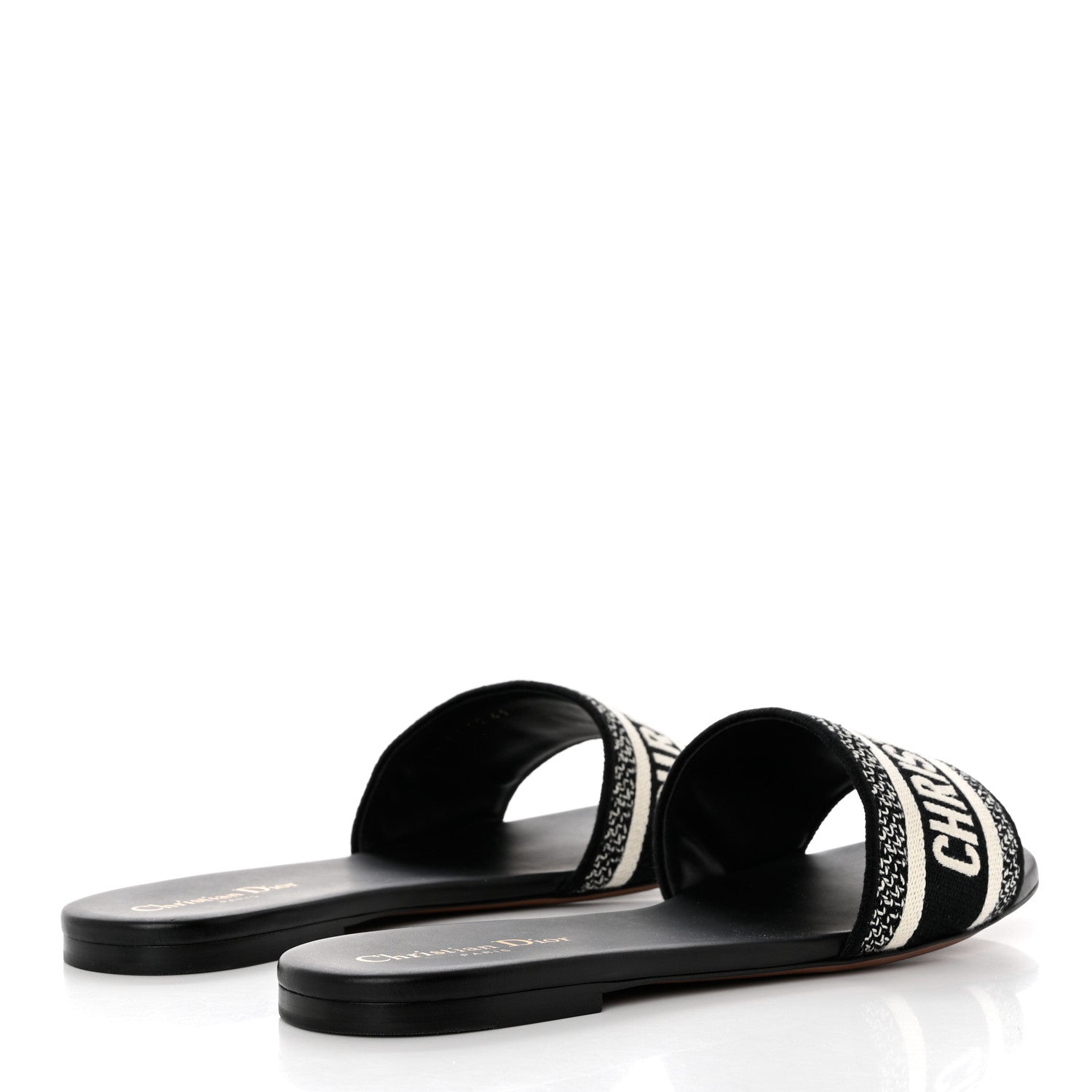 Christian Dior Canvas Embroidered Dway Mules Slide Sandals 41 Black 4 of 9