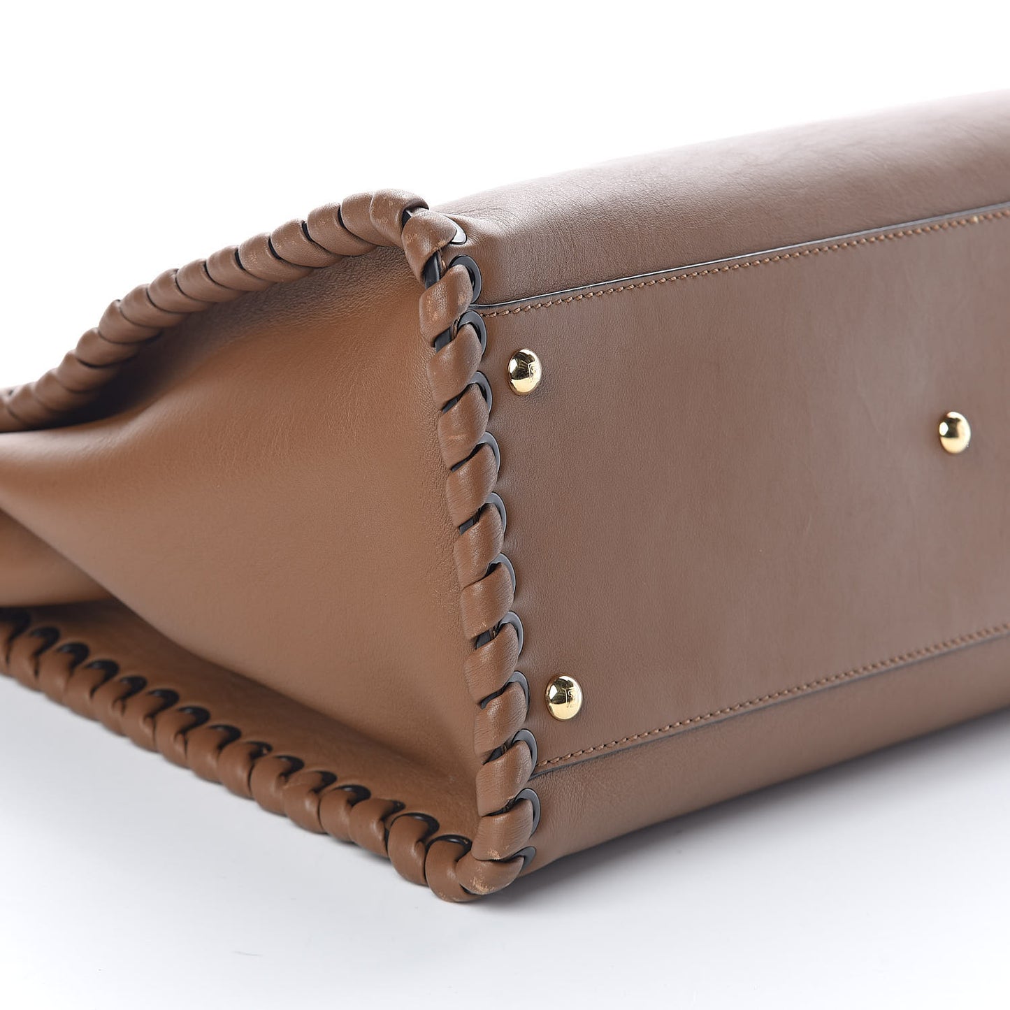 Calfskin Lace Up Large Peekaboo Iconic Satchel Cognac