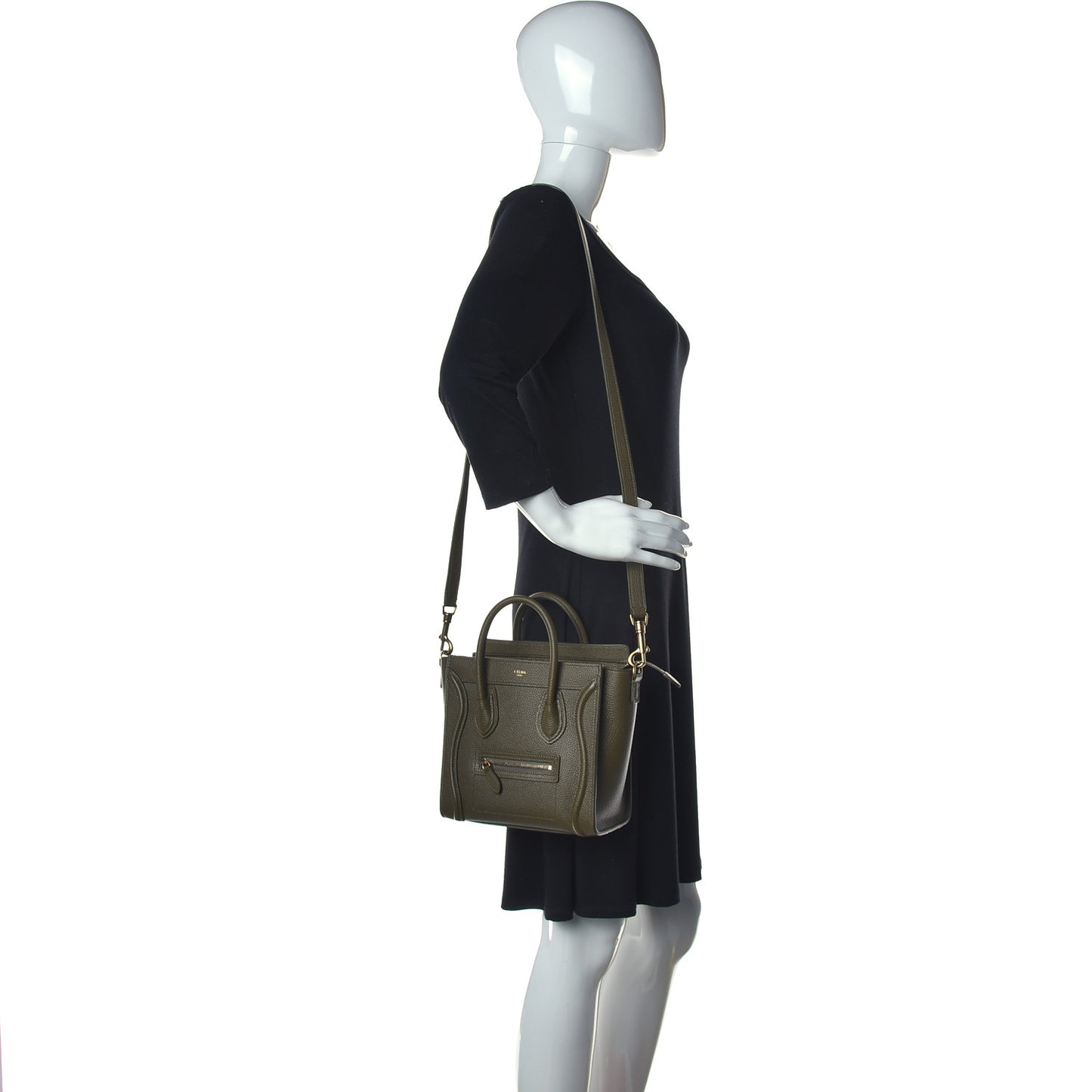Drummed Calfskin Nano Luggage Olive
