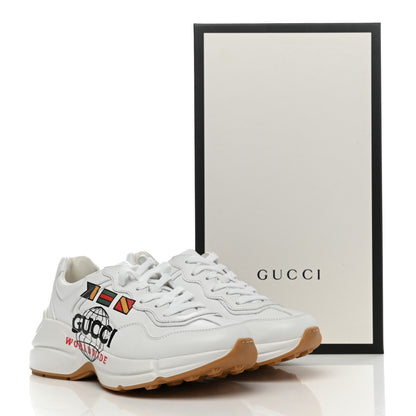 Gucci Calfskin Worldwide Womens Rhyton Sneakers 37 Great White 13 of 13