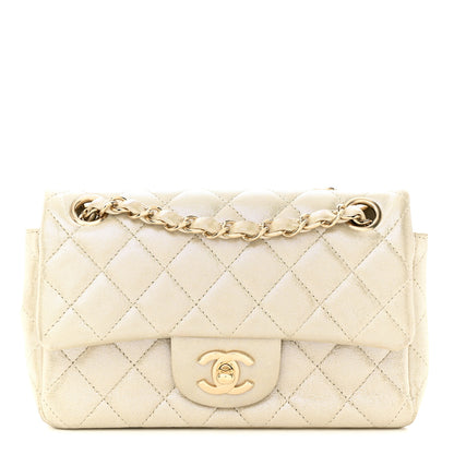 Chanel Iridescent Calfskin Quilted Mini Rectangular Flap Light Gold 1 of 11