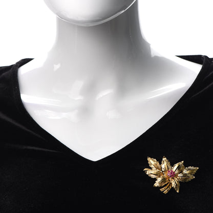 Cartier 18K Yellow Gold Ruby Floral Pin Brooch 2 of 4