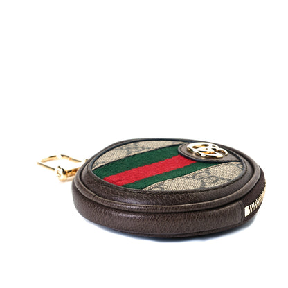 Gucci GG Supreme Monogram Web Ophidia Round Coin Purse Beige New Acero 4 of 7