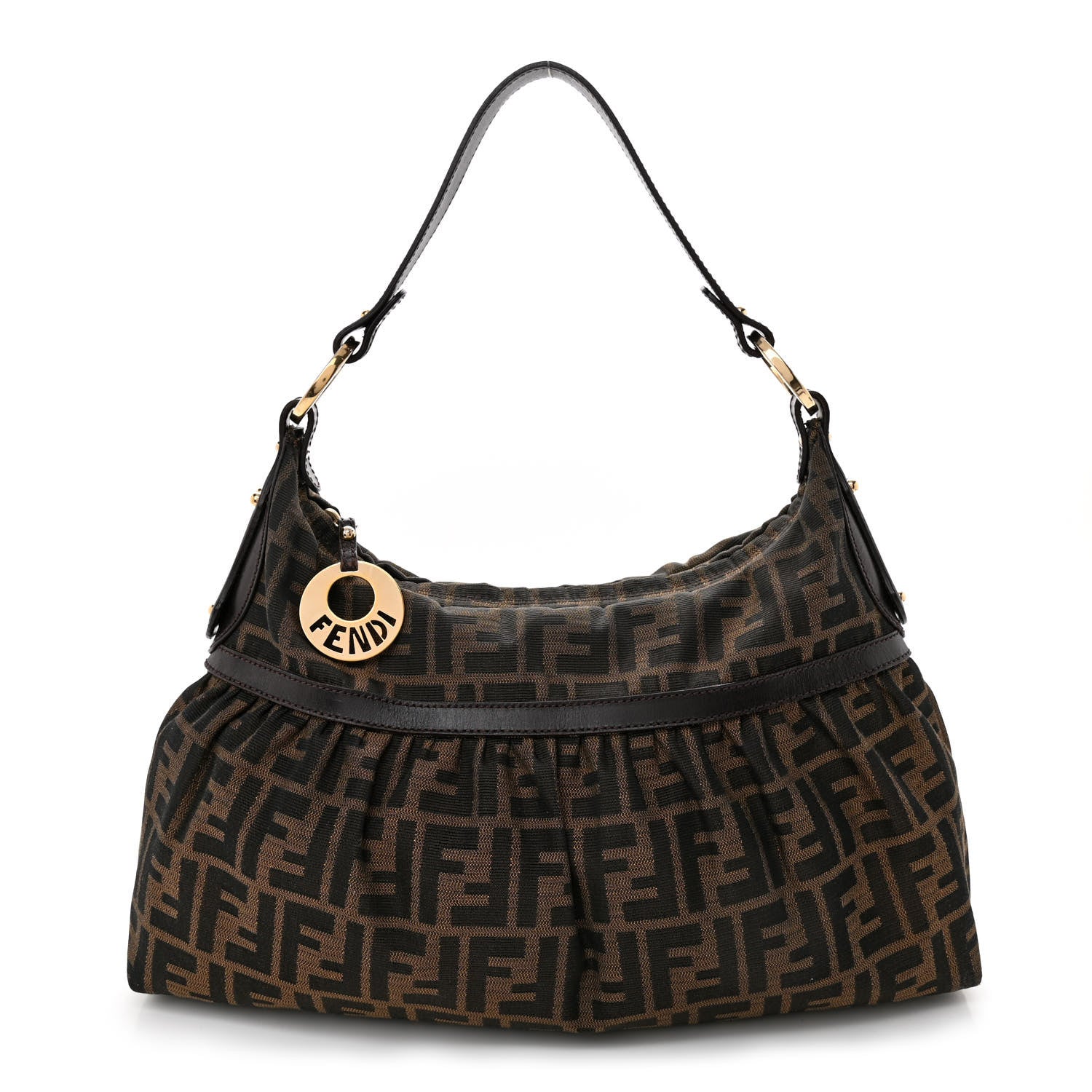 Fendi Zucca Cuoio Lucido Chef Hobo Tobacco Moro 1 of 8