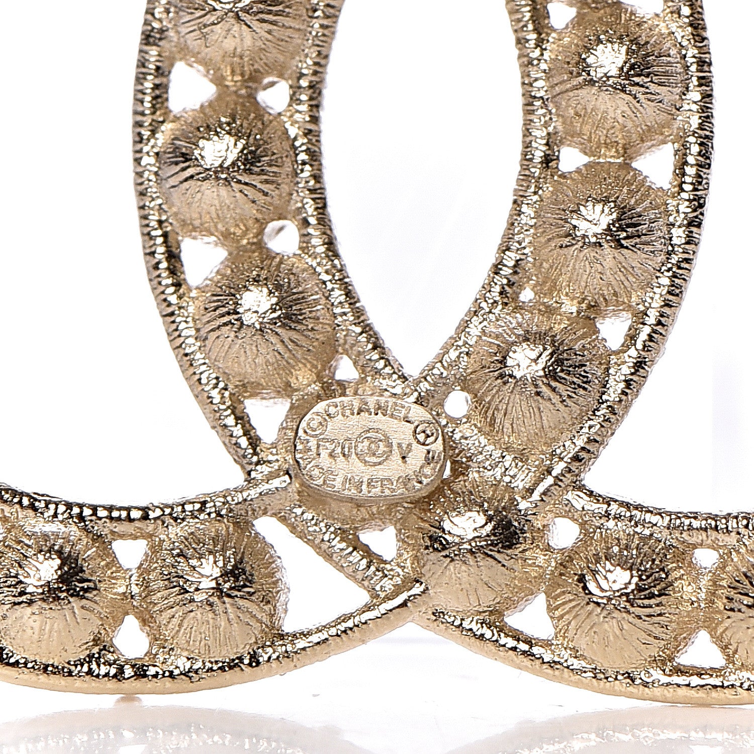 Chanel Crystal CC Brooch Light Gold 4 of 5